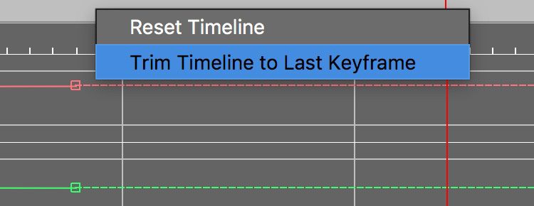 Right-click in the Timeline’s scrollbar and choose Trim Timeline to Last Keyframe.