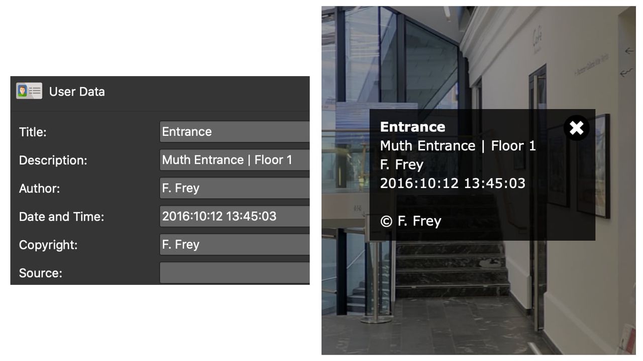User Data in Pano2VR and on output