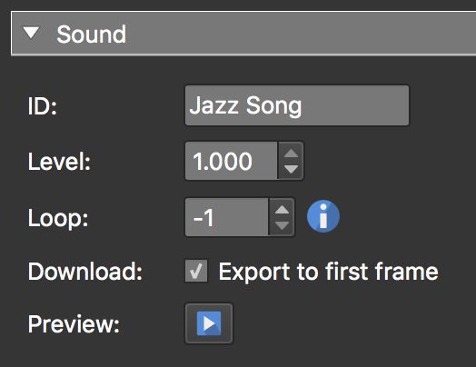 Settings for sound added directly to the skin.